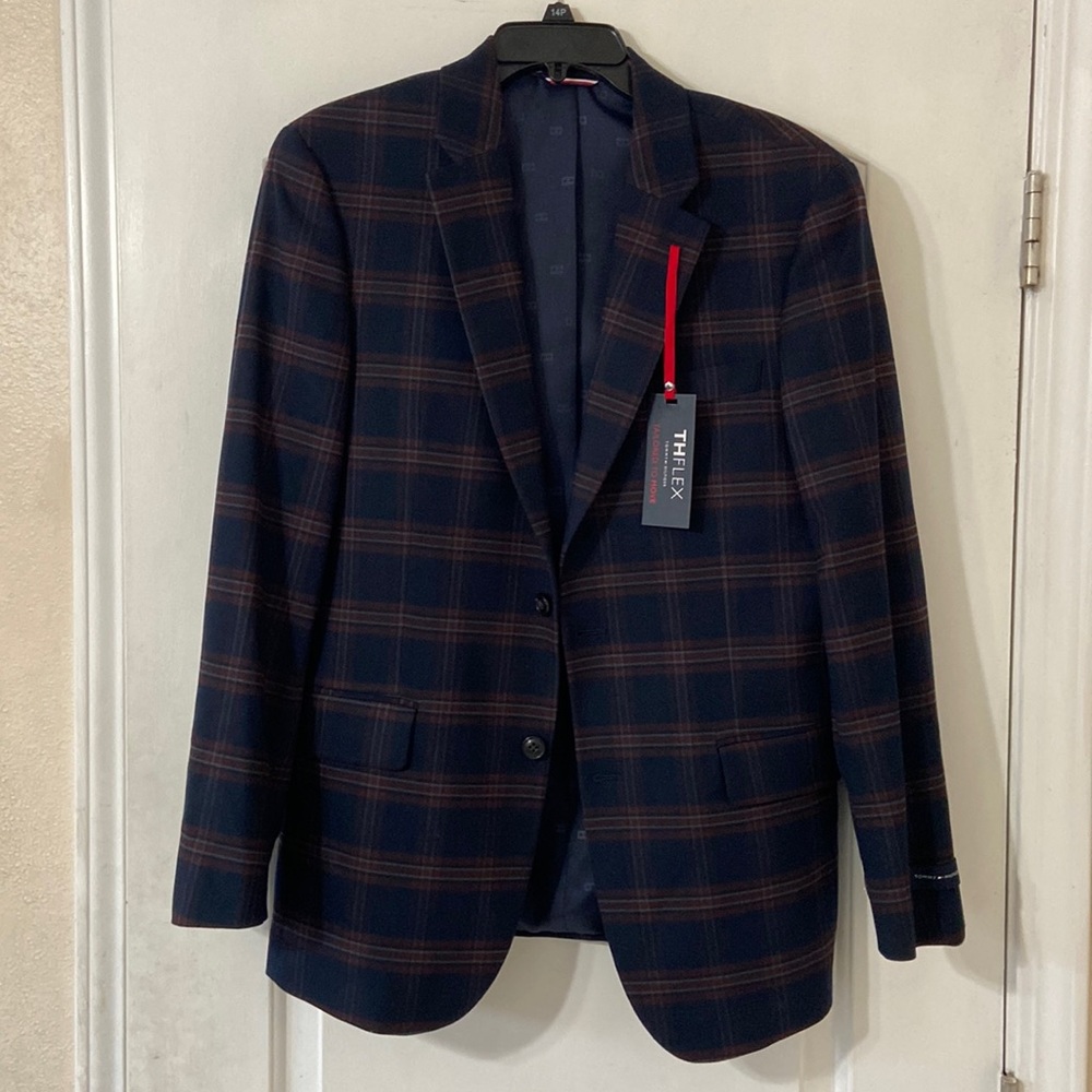 Men’s Navy & Red Plaid Tommy Hilfiger Sport Coat